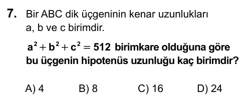 Hazırlık Sınıfı Matematik 2017 İOKBS Bursluluk Sınavı 7. Soru görseli