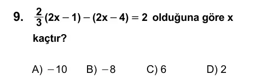 Hazırlık Sınıfı Matematik 2017 İOKBS Bursluluk Sınavı 9. Soru görseli