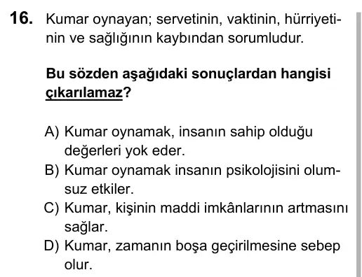 Hazırlık Sınıfı Sosyal Bilgiler 2017 İOKBS Bursluluk Sınavı 16. Soru görseli