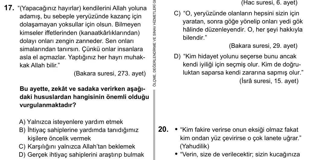 Hazırlık Sınıfı Sosyal Bilgiler 2017 İOKBS Bursluluk Sınavı 17. Soru görseli