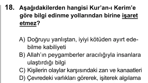 Hazırlık Sınıfı Sosyal Bilgiler 2017 İOKBS Bursluluk Sınavı 18. Soru görseli