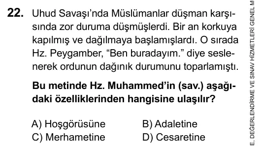 Hazırlık Sınıfı Sosyal Bilgiler 2017 İOKBS Bursluluk Sınavı 22. Soru görseli