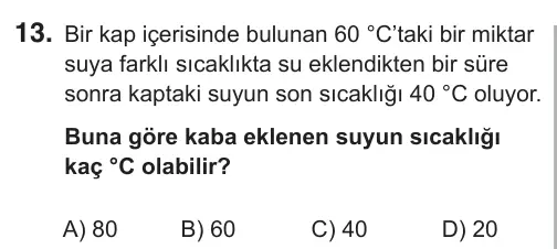 5. Sınıf Fen Bilimleri 2018 İOKBS Bursluluk Sınavı 13. Soru görseli