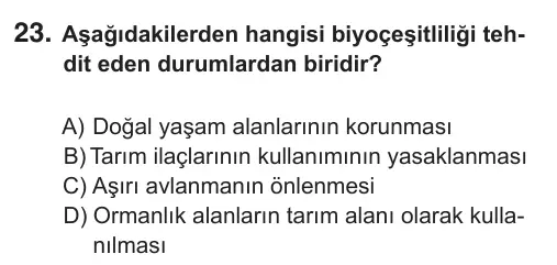 5. Sınıf Fen Bilimleri 2018 İOKBS Bursluluk Sınavı 23. Soru görseli