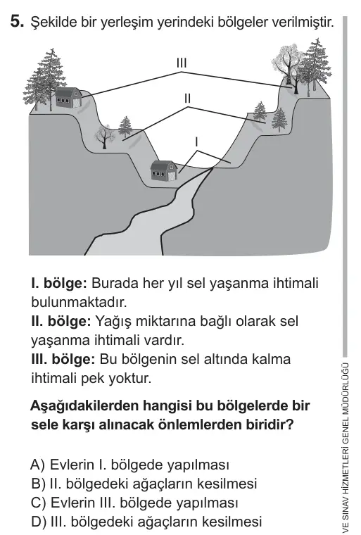 5. Sınıf Fen Bilimleri 2018 İOKBS Bursluluk Sınavı 5. Soru görseli