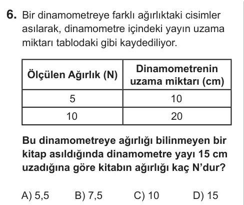 5. Sınıf Fen Bilimleri 2018 İOKBS Bursluluk Sınavı 6. Soru görseli