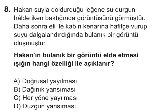 5. Sınıf Fen Bilimleri 2018 İOKBS Bursluluk Sınavı 8. Soru görseli