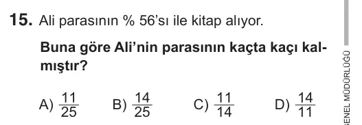 5. Sınıf Matematik 2018 İOKBS Bursluluk Sınavı 15. Soru görseli