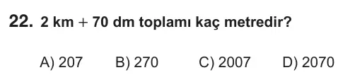 5. Sınıf Matematik 2018 İOKBS Bursluluk Sınavı 22. Soru görseli