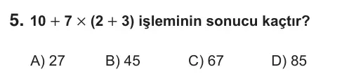 5. Sınıf Matematik 2018 İOKBS Bursluluk Sınavı 5. Soru görseli