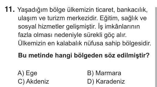 5. Sınıf Sosyal Bilgiler 2018 İOKBS Bursluluk Sınavı 11. Soru görseli