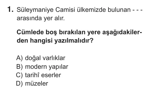 5. Sınıf Sosyal Bilgiler 2018 İOKBS Bursluluk Sınavı 1. Soru görseli