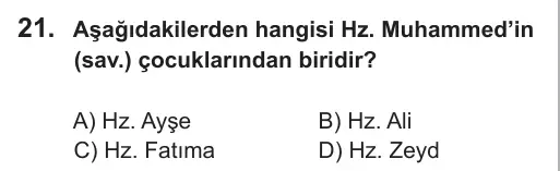 5. Sınıf Sosyal Bilgiler 2018 İOKBS Bursluluk Sınavı 21. Soru görseli