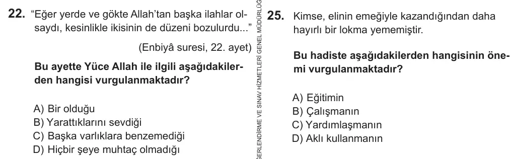 5. Sınıf Sosyal Bilgiler 2018 İOKBS Bursluluk Sınavı 22. Soru görseli