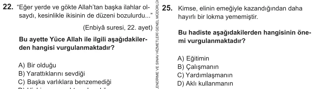 5. Sınıf Sosyal Bilgiler 2018 İOKBS Bursluluk Sınavı 25. Soru görseli (1/3)