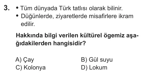 5. Sınıf Sosyal Bilgiler 2018 İOKBS Bursluluk Sınavı 3. Soru görseli