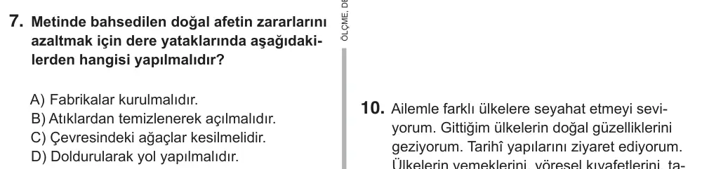 5. Sınıf Sosyal Bilgiler 2018 İOKBS Bursluluk Sınavı 7. Soru görseli