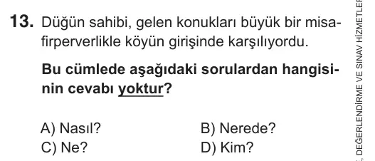 5. Sınıf Türkçe 2018 İOKBS Bursluluk Sınavı 13. Soru görseli