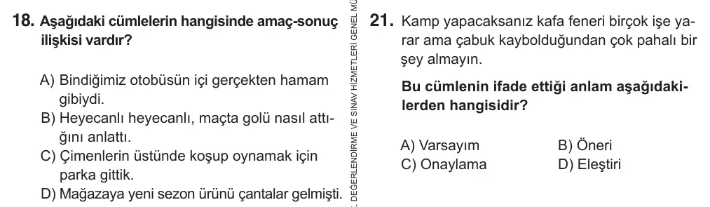 5. Sınıf Türkçe 2018 İOKBS Bursluluk Sınavı 18. Soru görseli