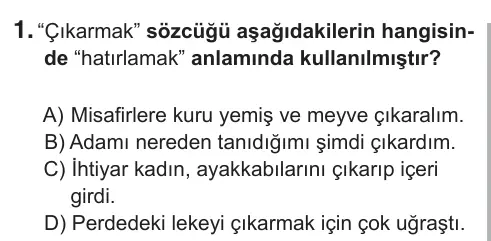 5. Sınıf Türkçe 2018 İOKBS Bursluluk Sınavı 1. Soru görseli
