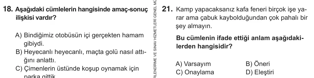5. Sınıf Türkçe 2018 İOKBS Bursluluk Sınavı 21. Soru görseli