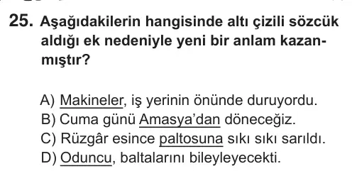 5. Sınıf Türkçe 2018 İOKBS Bursluluk Sınavı 25. Soru görseli