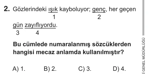 5. Sınıf Türkçe 2018 İOKBS Bursluluk Sınavı 2. Soru görseli