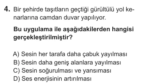 6. Sınıf Fen Bilimleri 2018 İOKBS Bursluluk Sınavı 4. Soru görseli
