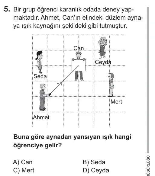 6. Sınıf Fen Bilimleri 2018 İOKBS Bursluluk Sınavı 5. Soru görseli