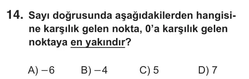 6. Sınıf Matematik 2018 İOKBS Bursluluk Sınavı 14. Soru görseli
