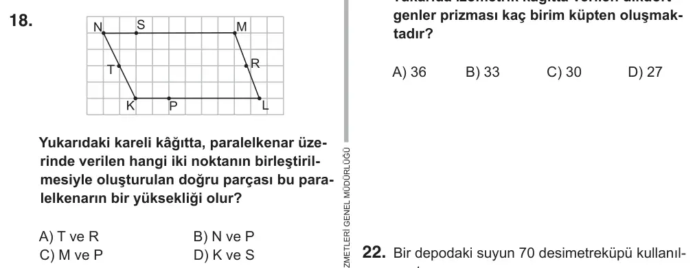 6. Sınıf Matematik 2018 İOKBS Bursluluk Sınavı 18. Soru görseli