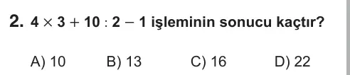 6. Sınıf Matematik 2018 İOKBS Bursluluk Sınavı 2. Soru görseli