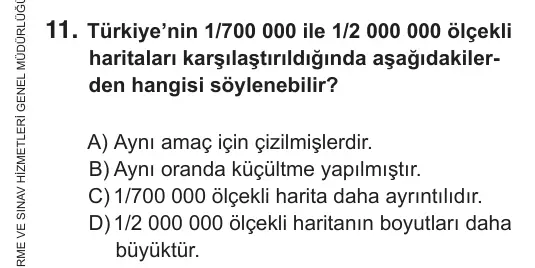 6. Sınıf Sosyal Bilgiler 2018 İOKBS Bursluluk Sınavı 11. Soru görseli