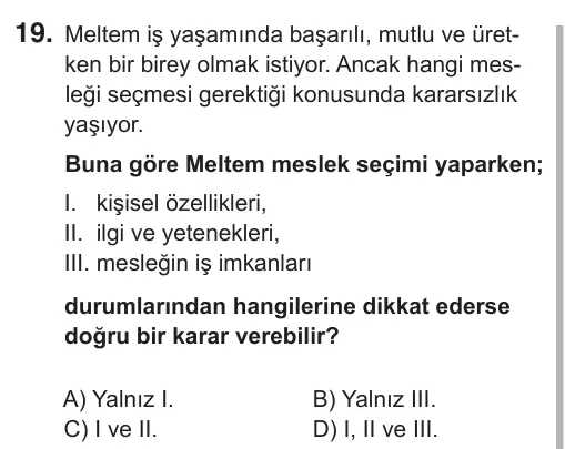 6. Sınıf Sosyal Bilgiler 2018 İOKBS Bursluluk Sınavı 19. Soru görseli