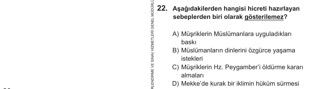 6. Sınıf Sosyal Bilgiler 2018 İOKBS Bursluluk Sınavı 22. Soru görseli