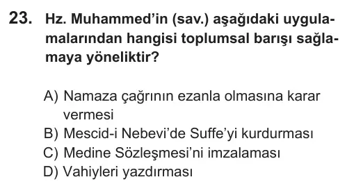 6. Sınıf Sosyal Bilgiler 2018 İOKBS Bursluluk Sınavı 23. Soru görseli