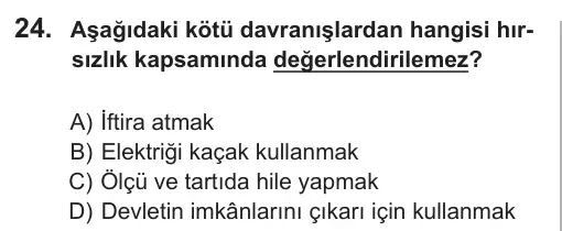 6. Sınıf Sosyal Bilgiler 2018 İOKBS Bursluluk Sınavı 24. Soru görseli