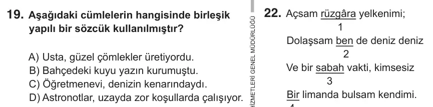 6. Sınıf Türkçe 2018 İOKBS Bursluluk Sınavı 19. Soru görseli