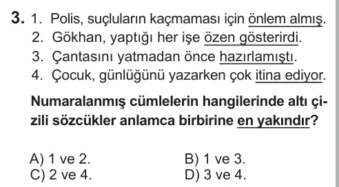 6. Sınıf Türkçe 2018 İOKBS Bursluluk Sınavı 3. Soru görseli