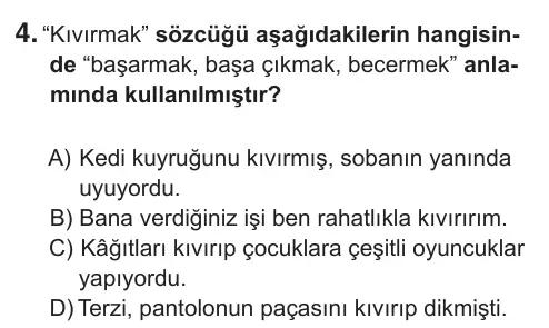 6. Sınıf Türkçe 2018 İOKBS Bursluluk Sınavı 4. Soru görseli