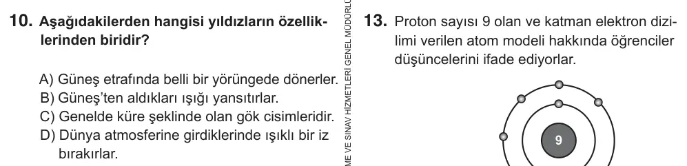 7. Sınıf Fen Bilimleri 2018 İOKBS Bursluluk Sınavı 10. Soru görseli