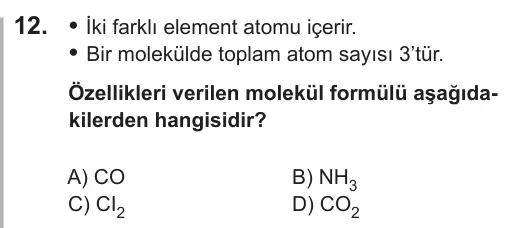 7. Sınıf Fen Bilimleri 2018 İOKBS Bursluluk Sınavı 12. Soru görseli