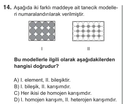 7. Sınıf Fen Bilimleri 2018 İOKBS Bursluluk Sınavı 14. Soru görseli