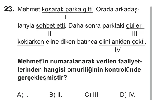 7. Sınıf Fen Bilimleri 2018 İOKBS Bursluluk Sınavı 23. Soru görseli