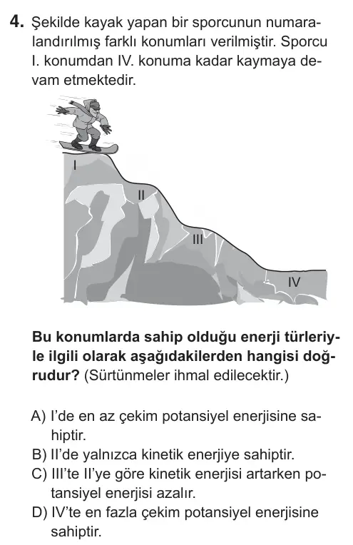 7. Sınıf Fen Bilimleri 2018 İOKBS Bursluluk Sınavı 4. Soru görseli