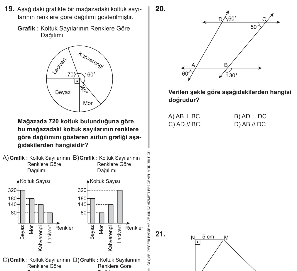 7. Sınıf Matematik 2018 İOKBS Bursluluk Sınavı 19. Soru görseli