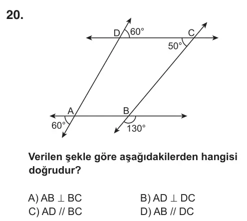 7. Sınıf Matematik 2018 İOKBS Bursluluk Sınavı 20. Soru görseli