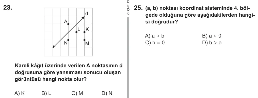 7. Sınıf Matematik 2018 İOKBS Bursluluk Sınavı 23. Soru görseli