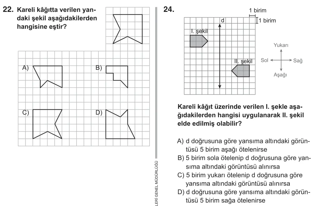 7. Sınıf Matematik 2018 İOKBS Bursluluk Sınavı 24. Soru görseli