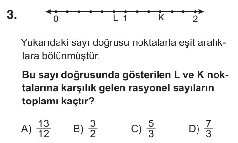 7. Sınıf Matematik 2018 İOKBS Bursluluk Sınavı 3. Soru görseli